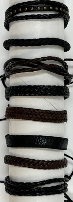 Assorted Designs Leather Slider Bracelets