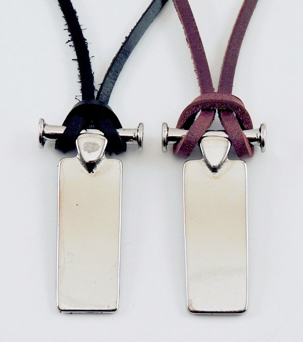 Stainless Steel Plate Leather Necklace