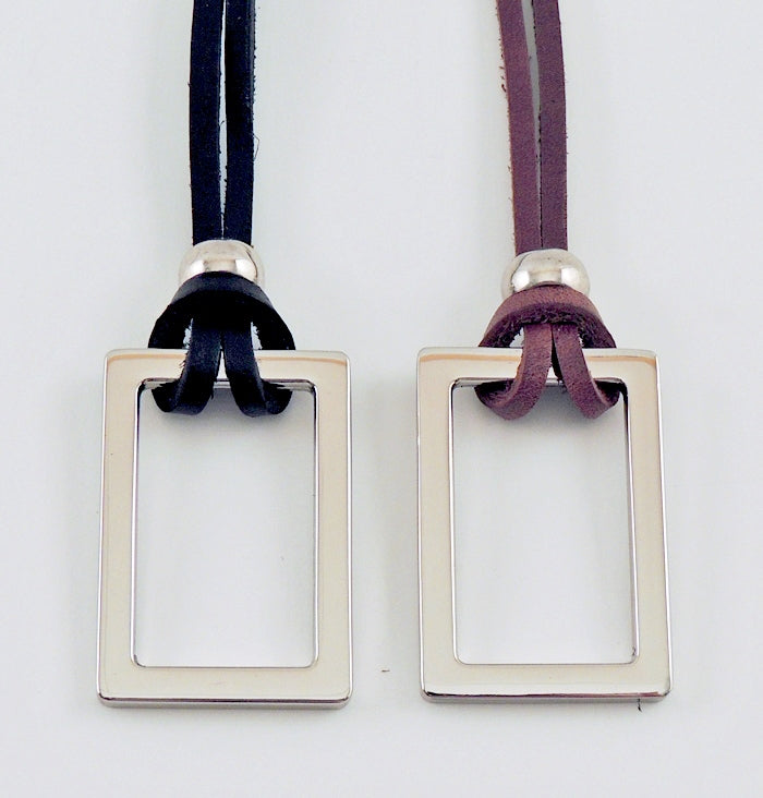 Stainless Rectangle Leather Necklace