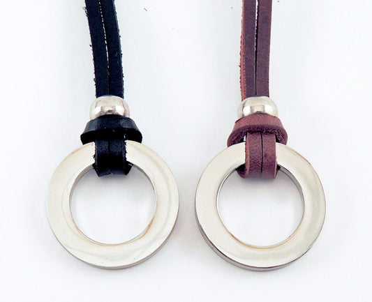 Stainless Circle Leather Necklace