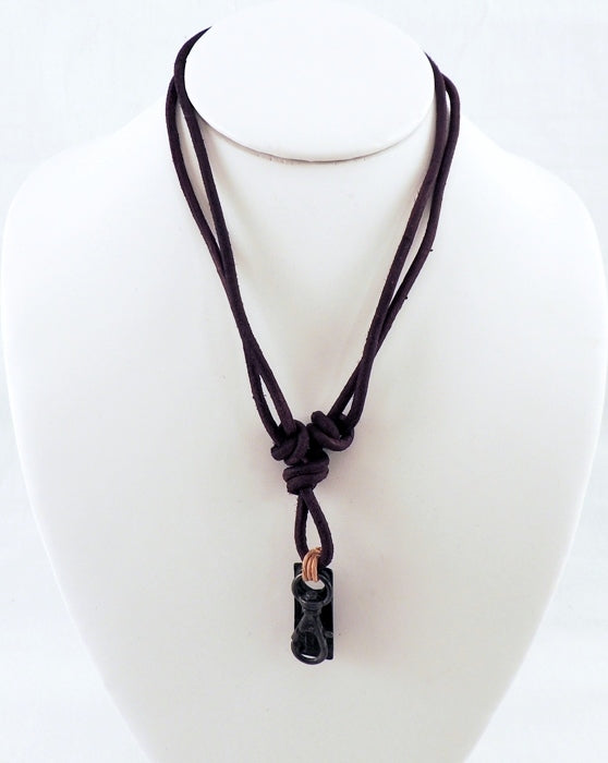 Metal Clip Leather Choker