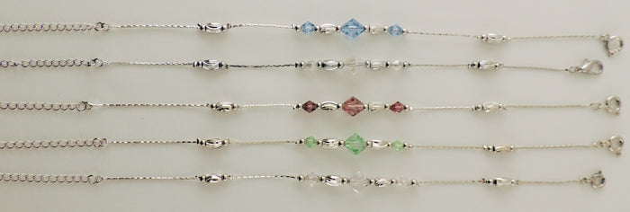 Crystal Faceted Beads Adjustable Metal Ankle Bracelets