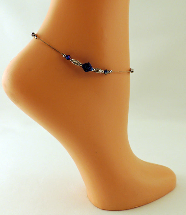 Crystal Faceted Beads Adjustable Metal Ankle Bracelets