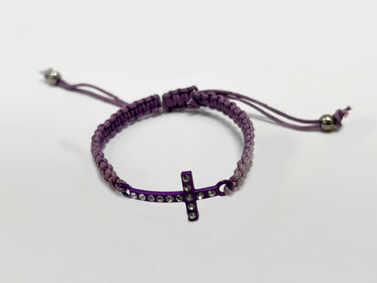 Crystal Cross Wide Braid Bracelet