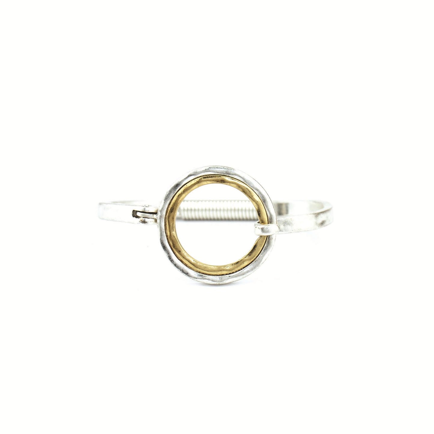 Silver & Gold Layered Circle Hinge Bracelet
