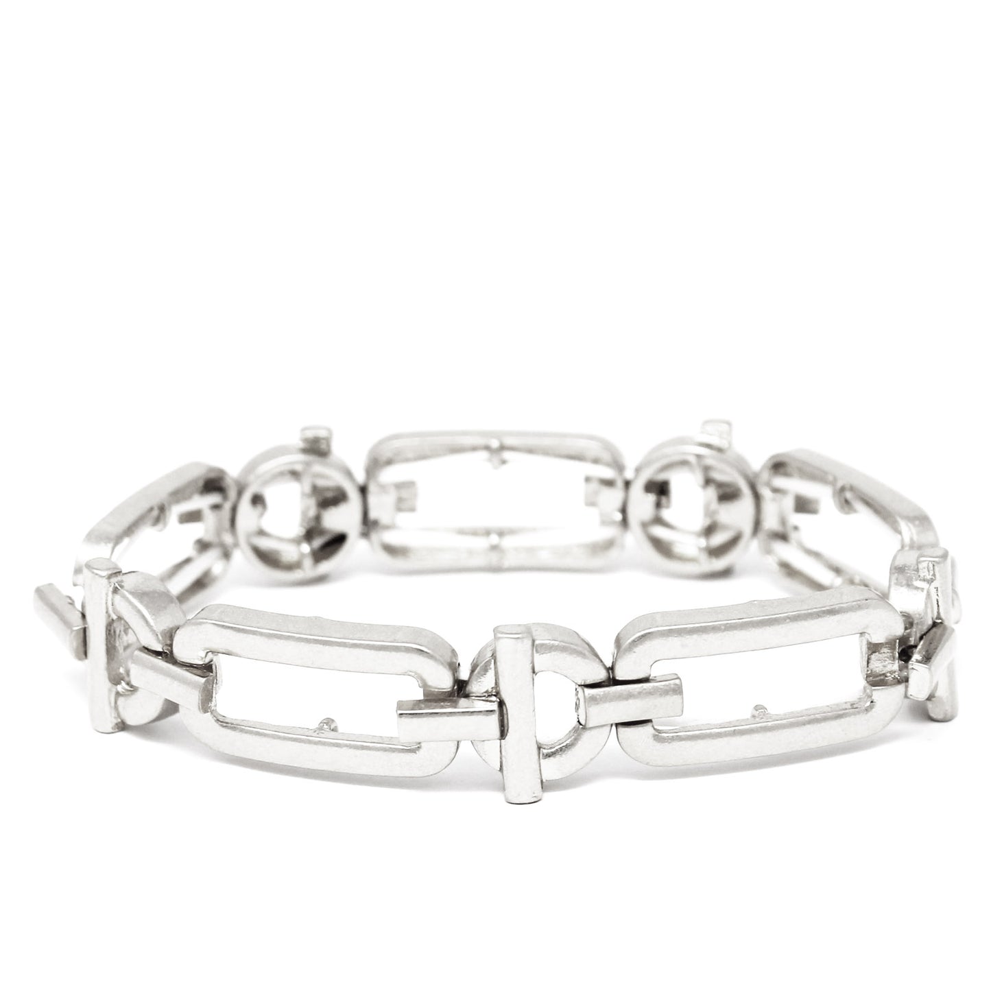 Silver Rectangular Crosses Stretch Bracelet