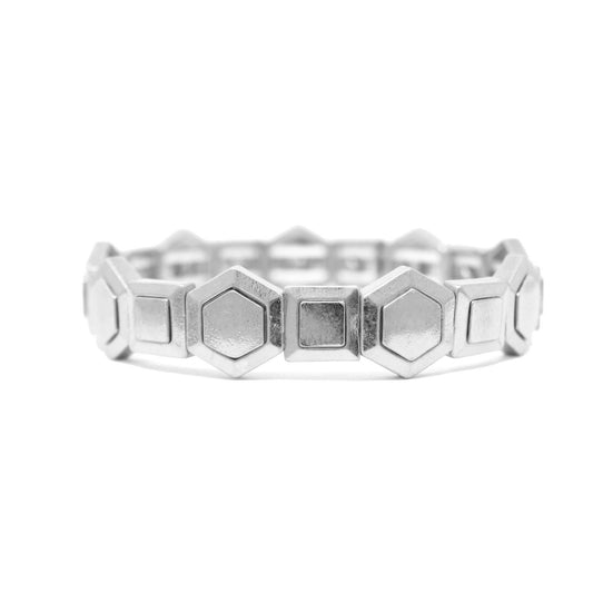 Silver Hexagon Squares Streetch Bracelet