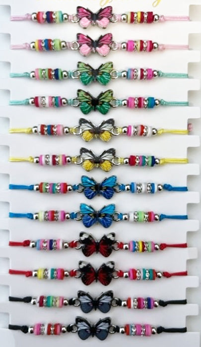 Butterfly on Cord Slider Bracelets