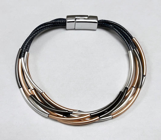 Multicolor 8 Strands Metal Tubes Beads Bracelet