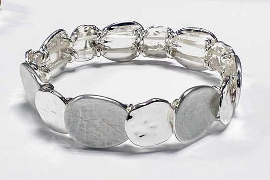 Silver Ovals/Circles Stretch Bracelet