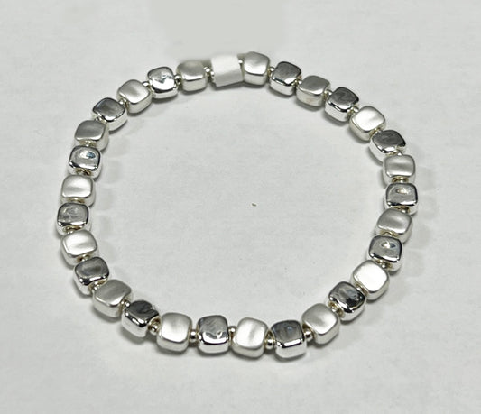 Silver Mini Cusbes Stretch Bracelet