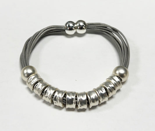 Cords w/ Silver Metal Rings Bracelet