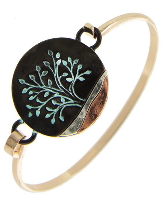 Patina Round Tree Of Life Cuff Bracelet