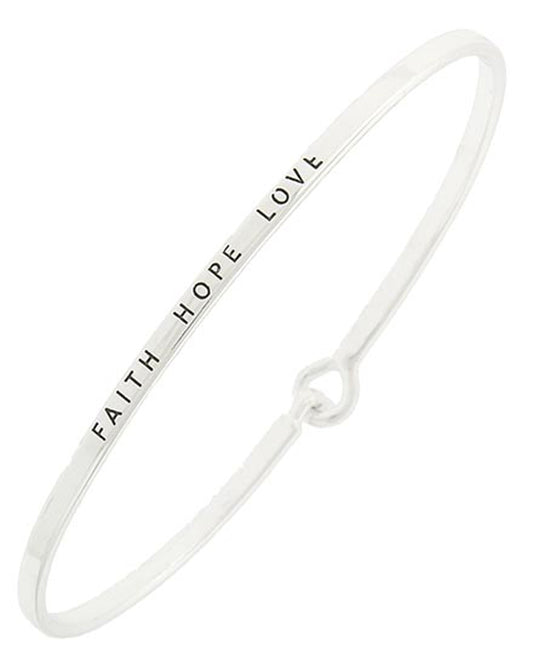 "Faith, Hope, Love" Message Cuff Bracelet