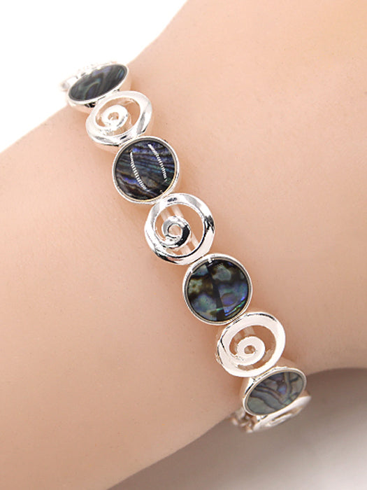 Abalone Ornate Circles Stretch Bracelet