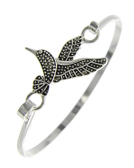 Silver Hummingbird Cuff Bracelet