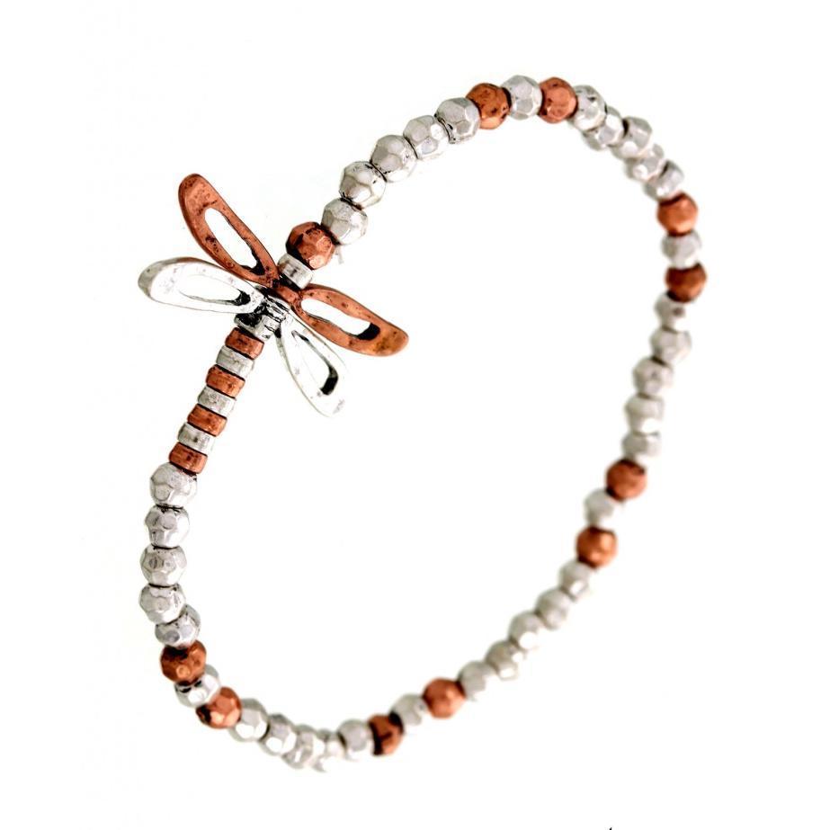 Multicolor Cutout Dragonfly & Beads Stretch Bracelet