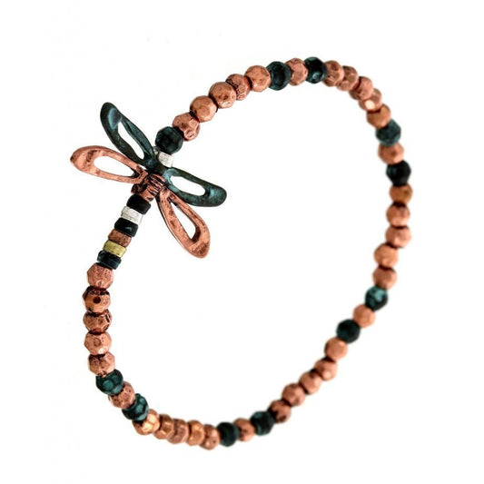 Multipatina Cutout Dragonfly & Beads Stretch Bracelet