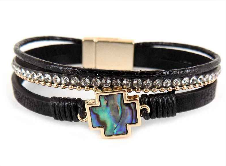 Three Strand Abalone Cross Bracelet