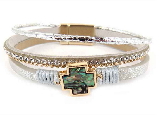 Three Strand Abalone Cross Bracelet