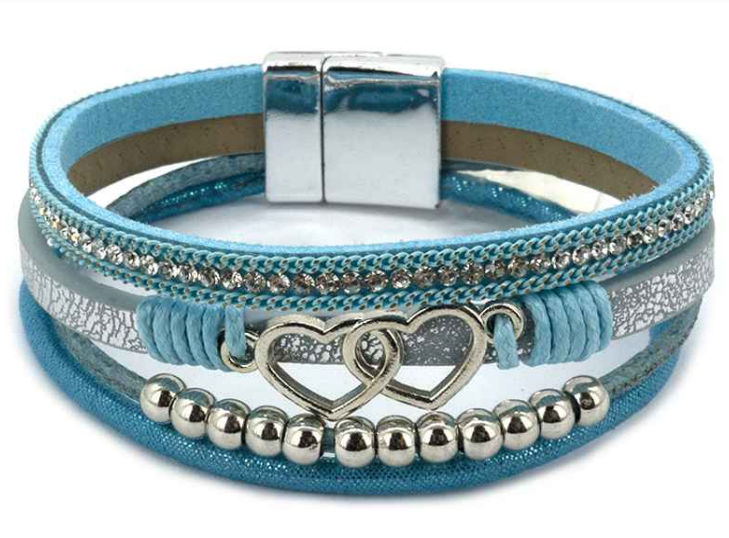 Four Strand Double Heart Bracelet