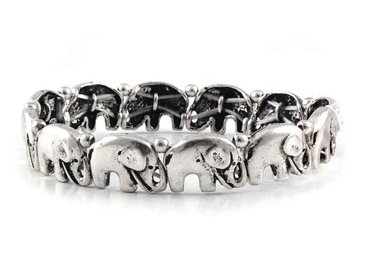 Silver Elephant Stretch Bracelet