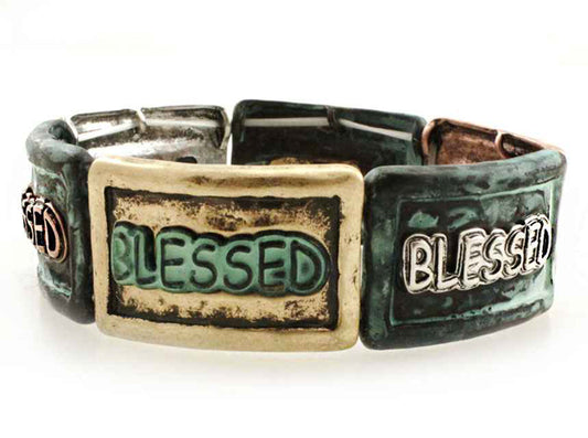 Large Squares Blessed Stretch Bracelet - Multipatina