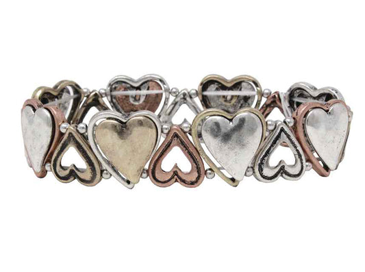 Large Hearts Stretch Bracelet - Multicolor