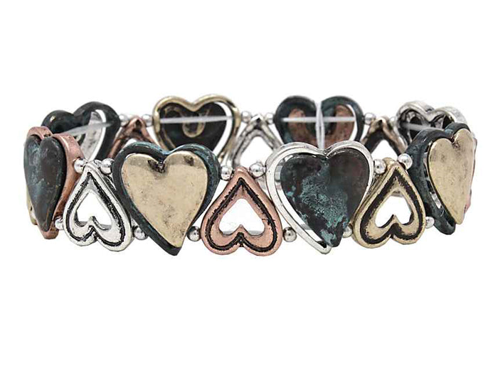 Large Hearts Stretch Bracelet - Multipatina