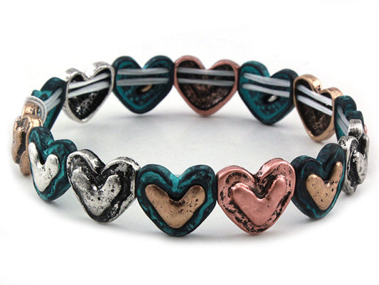 Small Hearts Stretch Bracelet - Multipatina