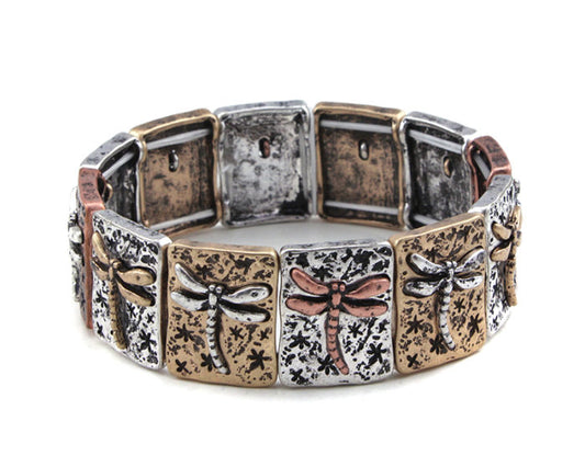 Dragonfly Squares Stretch Bracelet - Multicolor