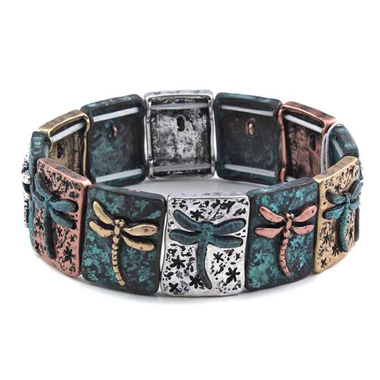 Dragonfly Squares Stretch Bracelet - Multipatina