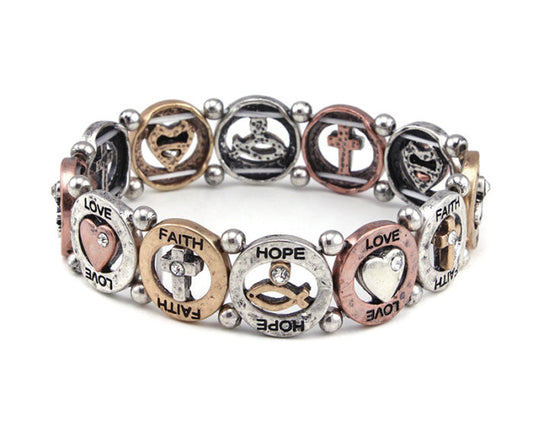 Love, Faith, Hope Stretch Bracelet - Multicolor