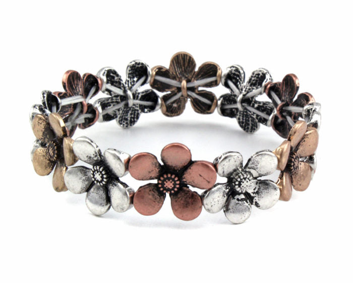 Plain Flower Stretch Bracelet - Multicolor