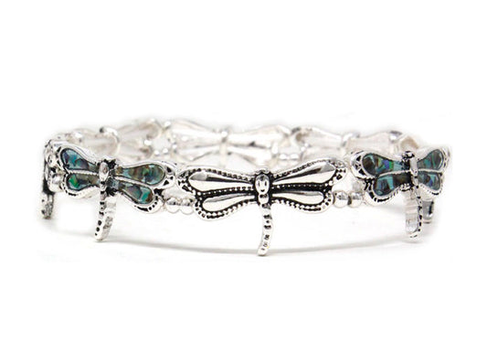 Abalone Dragonfly Stretch Bracelet