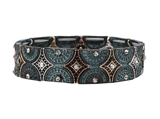 Segmented Half Circles Stretch Bracelet - Multipatina