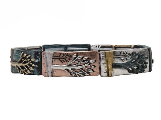 Horizontal Tree Stretch Bracelet - Multipatina