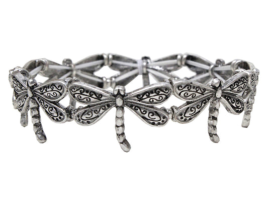 Dragonfly Stretch Bracelet - Silver