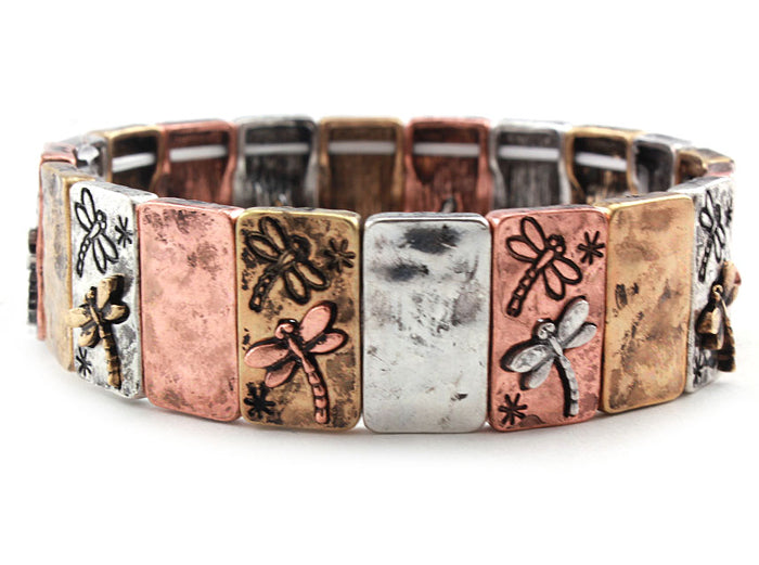 Dragonfly Tiles Stretch Bracelet - Multicolor