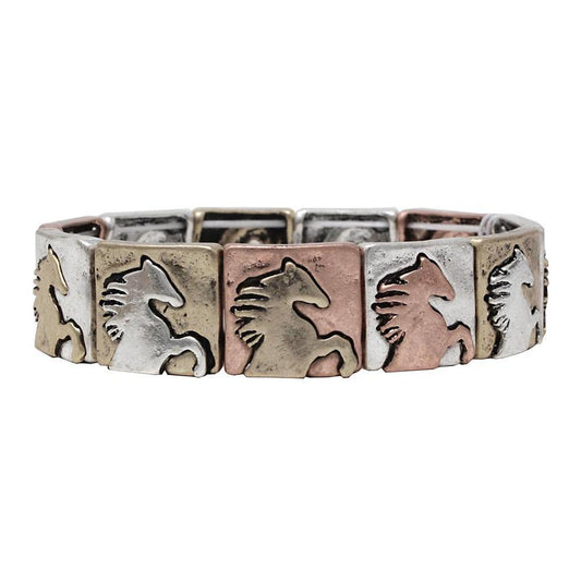 Horses Tiles Stretch Bracelet - Multicolor