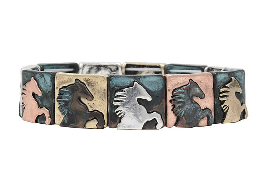 Horses Tiles Stretch Bracelet - Multipatina