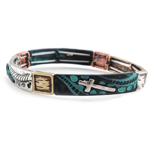 Design Rectangle Cross Stretch Bracelet - Multipatina