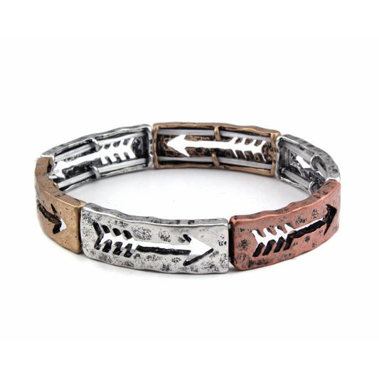 Cutout Arrow Stretch Metal Bracelet - Multicolor