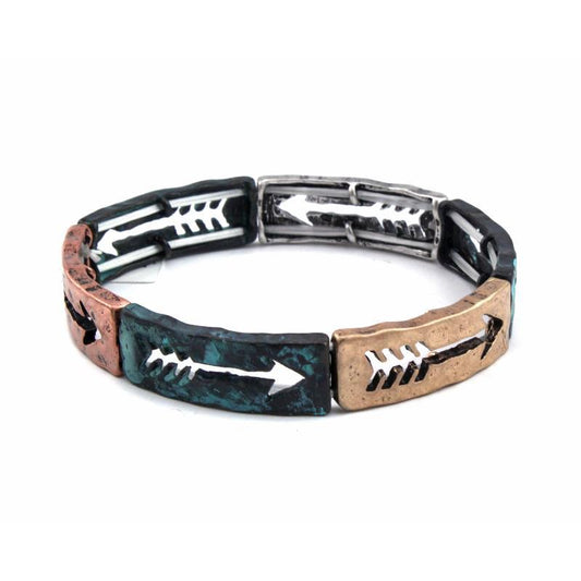 Cutout Arrow Stretch Metal Bracelet - Multipatina