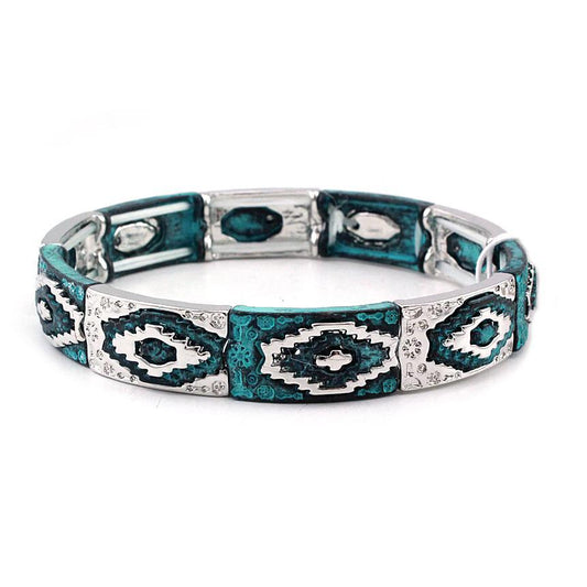 Tribal Design Stretch Metal Bracelet - Multipatina