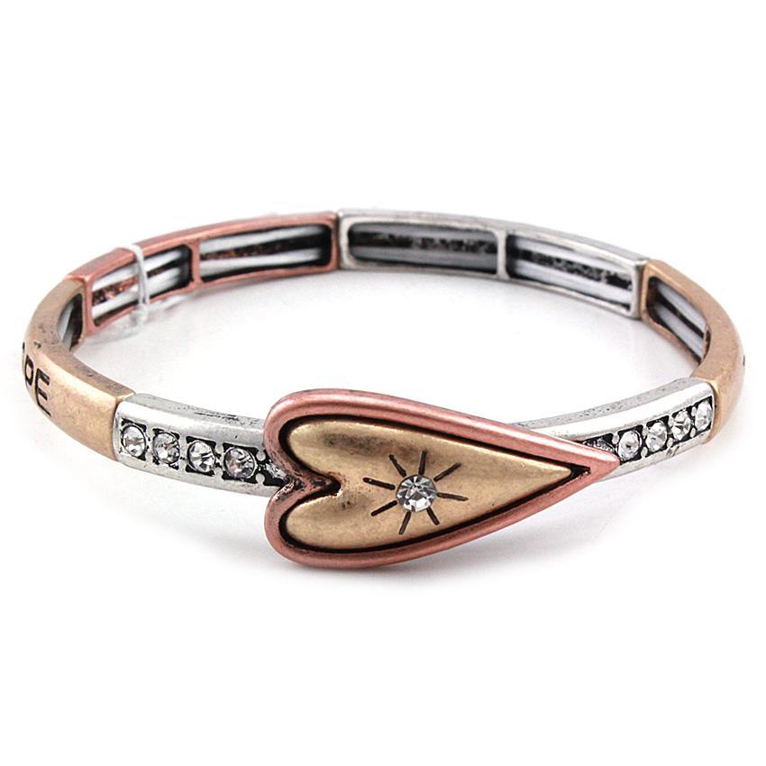 Hope/Trust/Love Stretch Metal Bracelet - Multicolor