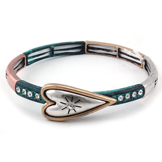 Hope/Trust/Love Stretch Metal Bracelet - Multipatina