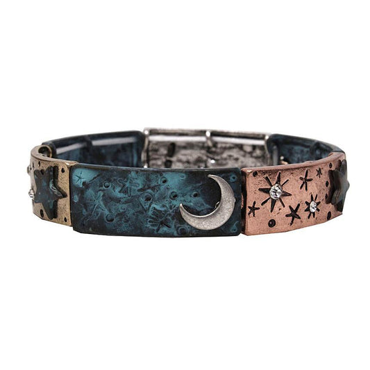 Star/Moon Stretch Metal Bracelet - Multicolor