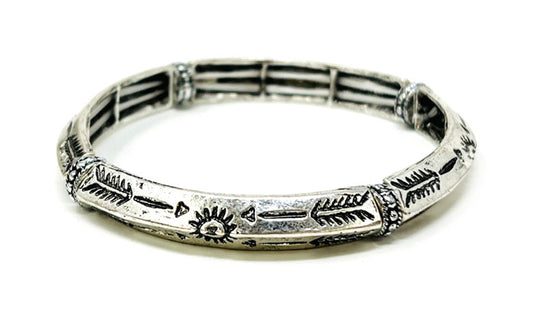 Arrow & Sun Stretch Bracelet - Silver