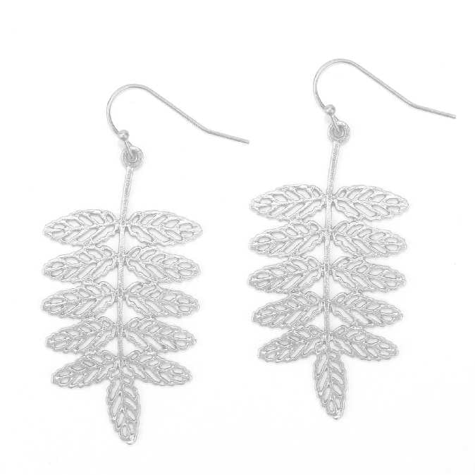 Silver Nine Leaves Branch Earrings